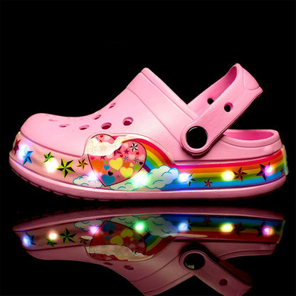 Summer Children Hole Sandals LED Lighted Flashing Light Shoes Boys Girls Beach Sandals Kids Breathable Fashion Sneakers