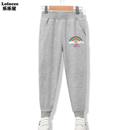 3-14 Years Girls Spring Sport Pants Cotton Comfortable Jogger Pants Children Birthday Present Rabbit Ear Print Trousers