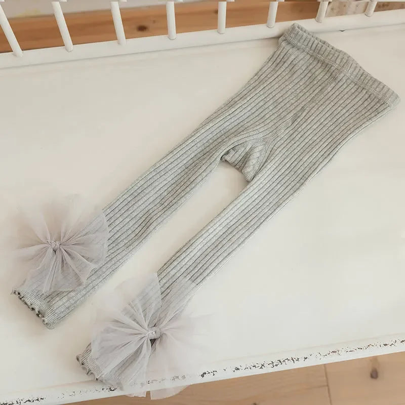 New Baby Girls  Leggings Cotton Bows Spring Autumn Kids  Pants For Girl Fashion High Waist Long Trousers Children's