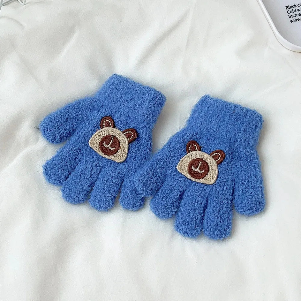 Autumn Winter Gloves Children Baby Gloves Elastic Keep Warm Full Finger Mittens Cold Proof Thicken Velvet Warm Mittens