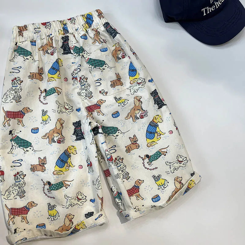 2024 Spring Fall Kids Pants cartoon dogs Children's straight Trousers Boys Girls loose casual pants