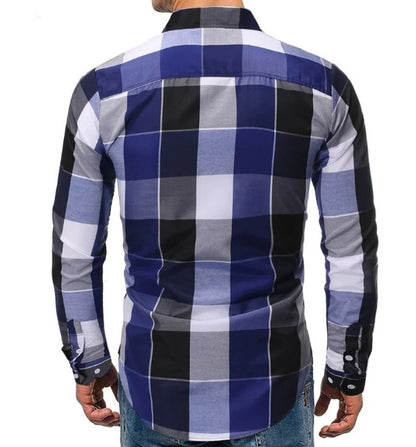 2023 Foreign Trade Men's Long sleeved Checkered Shirt Seasonal Casual Top