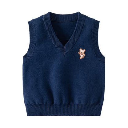 IYEAL Kids Boys Girls School Uniform Vest Kids Knitted Pullover Outerwear Coat For Teen Boys Girls 1-7 Years Waistcoat