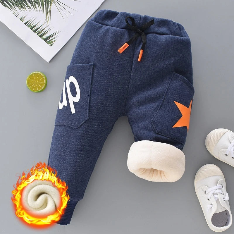 Winter Kid Thick Fleece Trousers Autumn 0-6Y Children Straight Warm Sports Pant Baby Girl Elastic Waist Jogger Sweatpant for Boy