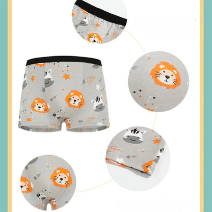 4Pcs/lot Boys Boxer Briefs Kids Cotton Underwear Baby Boy Underpants Teenager Cartoon Print Soft Children Panties 2-12 Years