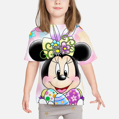 New Summer Kids Cartoon T-Shirt Minnie Mouse Short Sleeve Fashion Breathable Casual Adult Kids Teen Identical 3d Casual T-Shirt