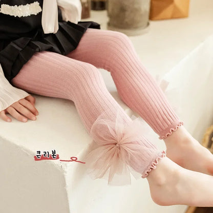 New Baby Girls  Leggings Cotton Bows Spring Autumn Kids  Pants For Girl Fashion High Waist Long Trousers Children's