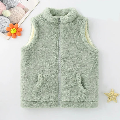 2024 Boys Vest Autumn Winter Keep Warm Children Plush Waistcoat Double Sided Girls Jacket Birthday Gifts 3-12 Years Kids Clothes