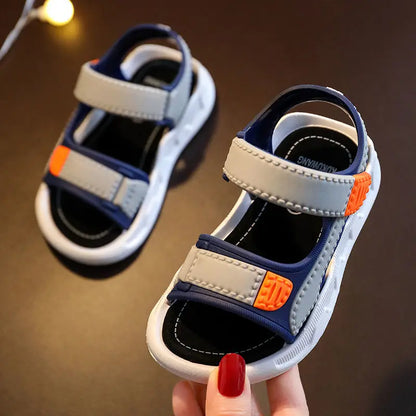 2023 Children's Summer Boys Leather Sandals Baby Shoes Kids Flat Child Beach Shoes Sports Soft Non-slip Casual Toddler Sandals