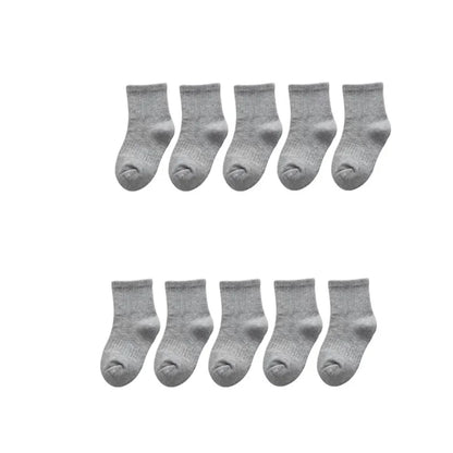 10pairls/Lot Children White Black Pure Socks for Girls Kids School Socks Soft Breathable Warm Cotton Socks