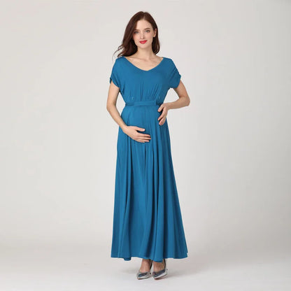 Wholesale Fashion Long Maternity Clothes Maxi Nursing Breastfeeding Dress Pregnant Long Dress Invisible Zippers Drop Shipping