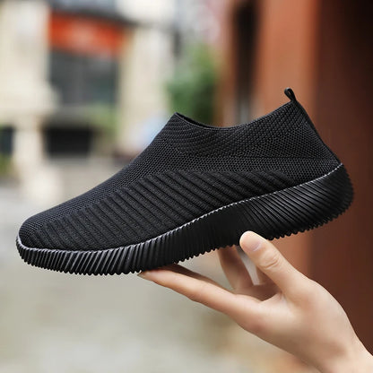 Women's Solid Color Sneakers Breathable Mesh Woven Outdoor Lightweight Low Top Walking Running Sports Socks Shoes