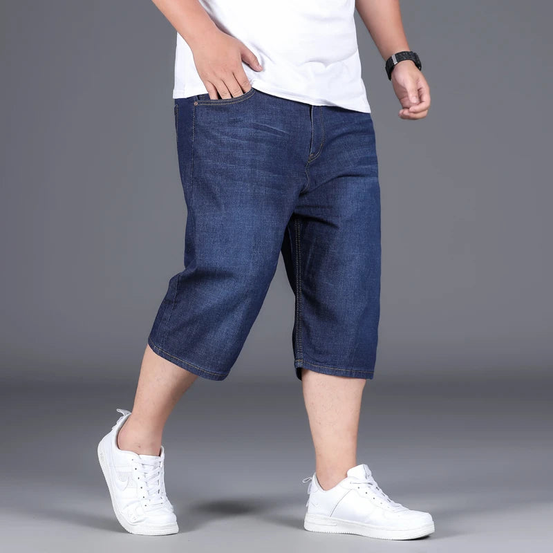 Large Size 28-48 50 Denim Shorts Jeans For Men's Loose Summer Thin Fatty Guy Casual Fashion Calf-Length Five Length Pants