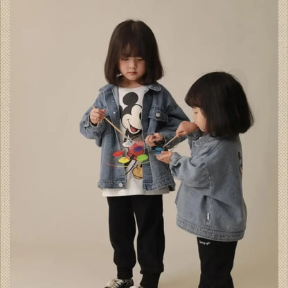 2024 Children's Clothes New Mickey Mouse Cartoon Denim Jacket Coats For Kids Jean Outerwear Girls Jackets Costume