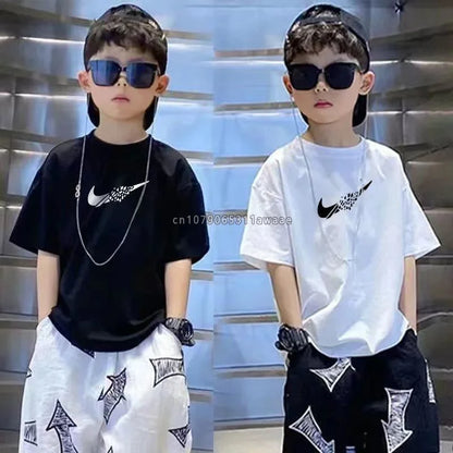 Graphic Print Children Cotton T-shirt Boys Girls High Quality Fashion Brand T Shirt Kids Summer Vintage Child Clothing