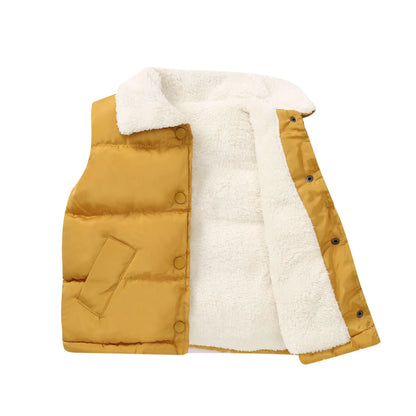 Children'S Down Cotton Waistcoat Fleece-Lined Boys' And Girls' Babies' Outerwear Vest Autumn Winter Lapel Cardigan Warm Coat