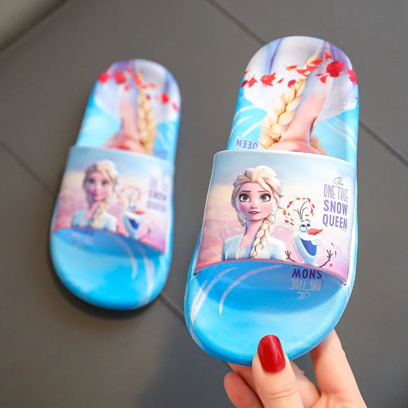 Disney Children's Home Slippers Girls' Summer Home Bathrooms Cartoon Frozen Princess Elsa Sandals Summer Beach Floor Shoes