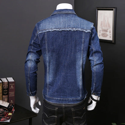 Men's Denim Jacket Student High Quality Denim Coat Autumn Spring Brand Solid Fashion New Arrivals Embroidered Clothes Male