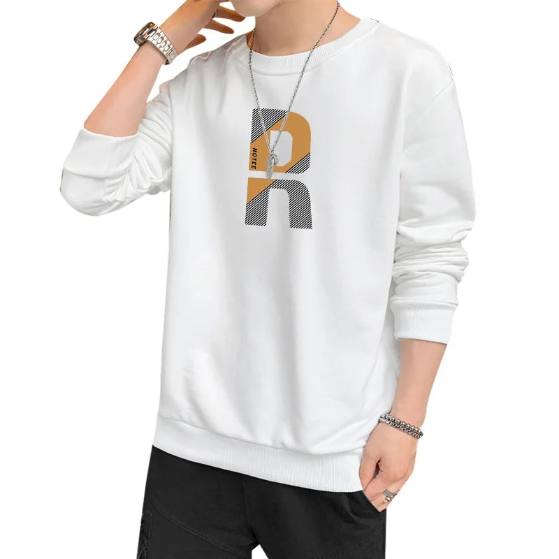 New Autumn and Spring Long sleeved T-shirt for Men's Sweater Underlay Shirt for Men's Round Neck Pullover Sweater for Men