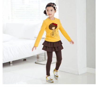 New  Autumn Winter Girls Dress Leggings Design Printed Cotton Children's Pants Kids Leggings Girl Skirt Children Dress