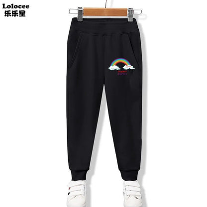 3-14 Years Girls Spring Sport Pants Cotton Comfortable Jogger Pants Children Birthday Present Rabbit Ear Print Trousers