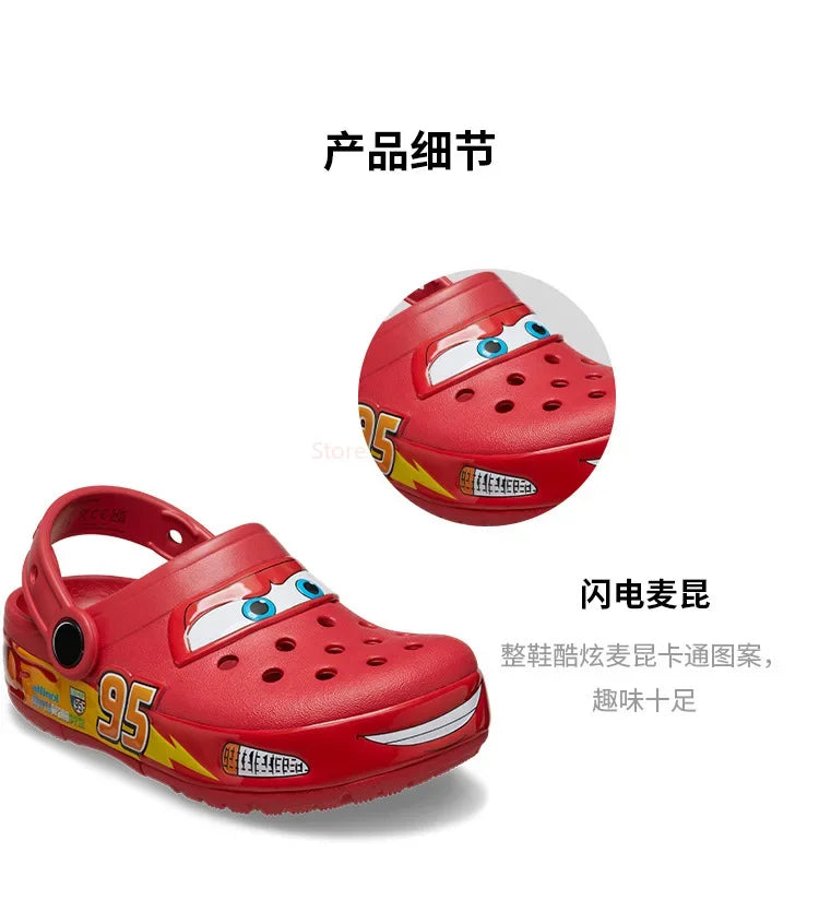 Miniso Disney Lightninged Mcqueens Pixar Cartoon Solid Slippers Fit Ages 6-12 Children Outdoor Sandals Breathable Eva Shoes Gift