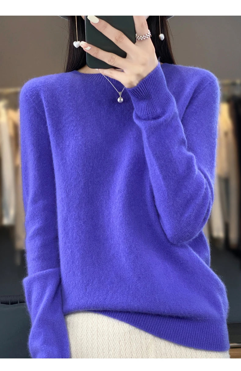 New cashmere sweater women's sweater in autumn and winter 100% merino wool fashion O-neck autumn warm pullover top