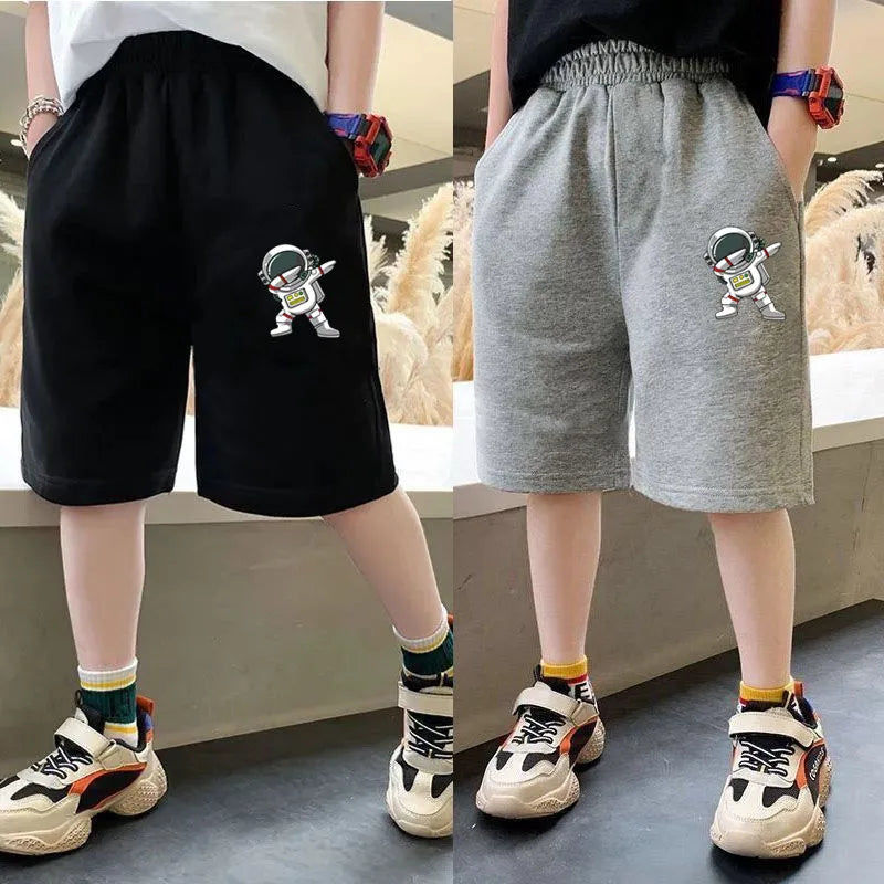 Children's Summer Cotton Shorts Letter Print Kids Five-Points Pants with Pocket For Boys Girls 3-14 Years Sport Bottoms