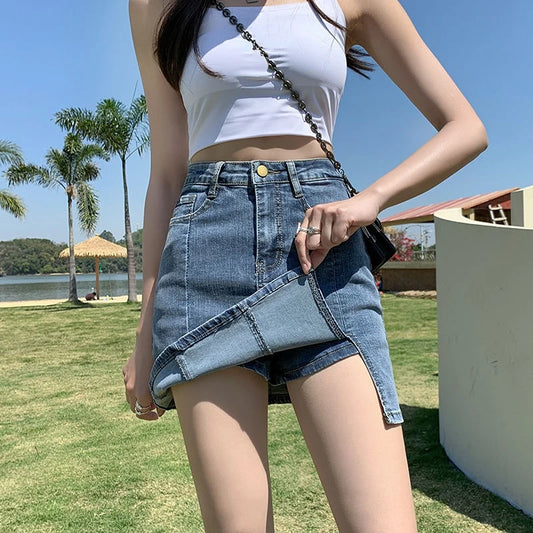 Very Shorts Sexy Mini Pants Skirt Womens 2024 Hip High Waist Tight Korean Style Fashion Summer Jean Skirts for Women Denim Black