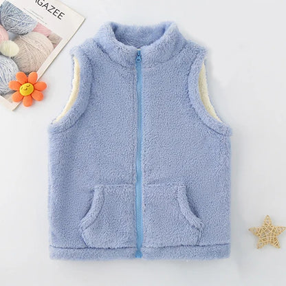 2024 Boys Vest Autumn Winter Keep Warm Children Plush Waistcoat Double Sided Girls Jacket Birthday Gifts 3-12 Years Kids Clothes