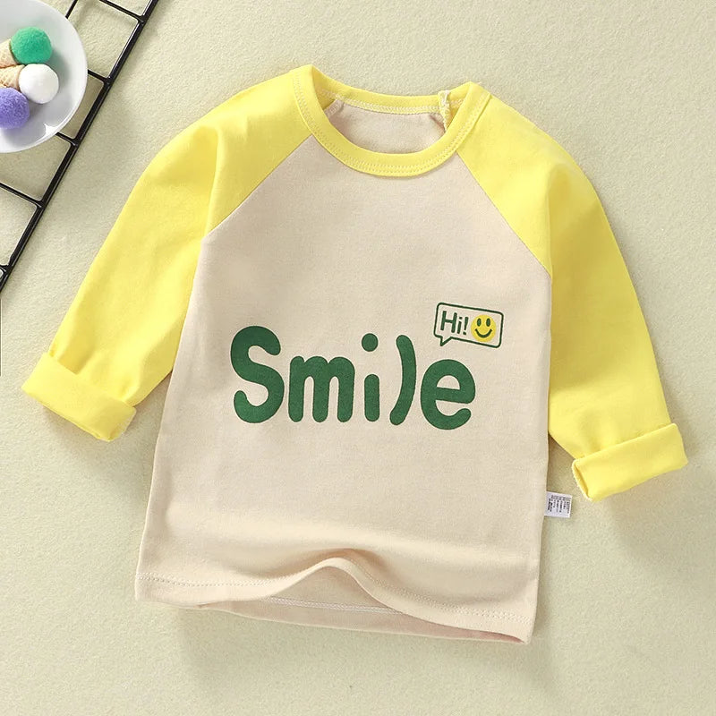 Children's undershirt T-shirt cotton autumn baby new boy cartoon top girl baby long sleeve children's clothes