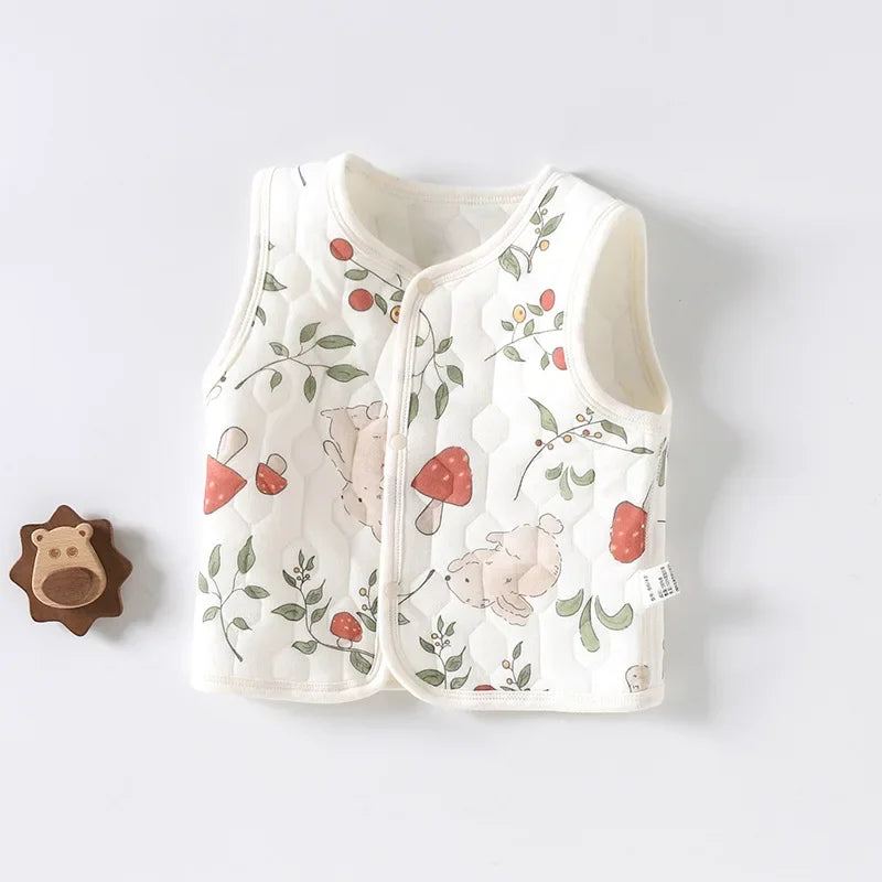 Baby Vest for Spring, Autumn, External Wear, Warm Newborn Vest, Children's Three-layer Cotton, Boys and Girls Winter Clothes