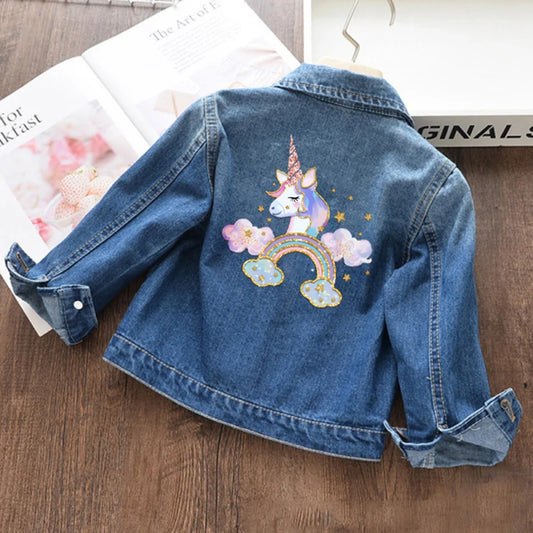 2 3 4 5 6 8 10 Years Girls Jacket Baby Boy Clothes New Fashion Spring Girls Cute Unicorn Autumn Children Outerwear Kids Clothes