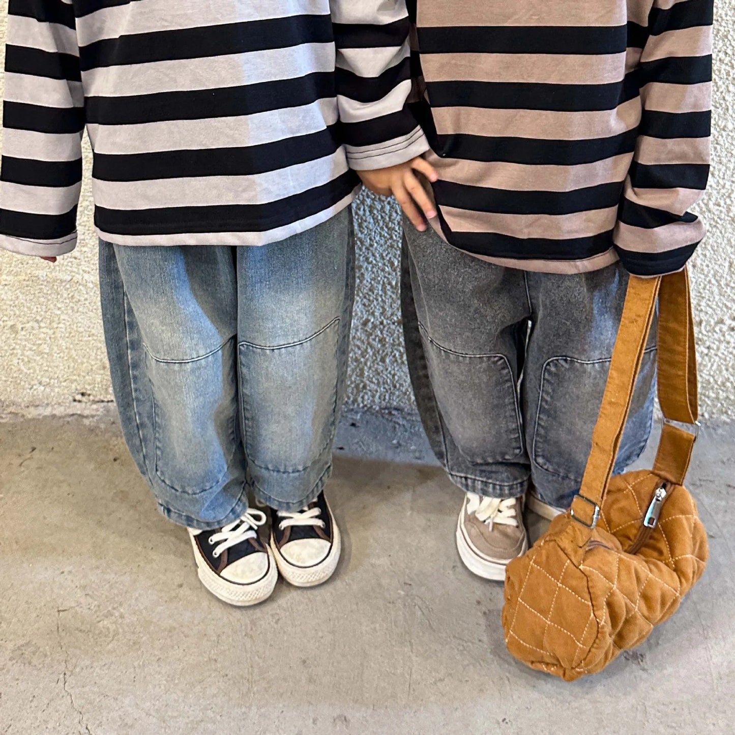 Children's Soft Jeans Korean Version Loose Fitting Boy and Girls Casual Patch Pants 2024 New Spring and Autumn Baby Trousers