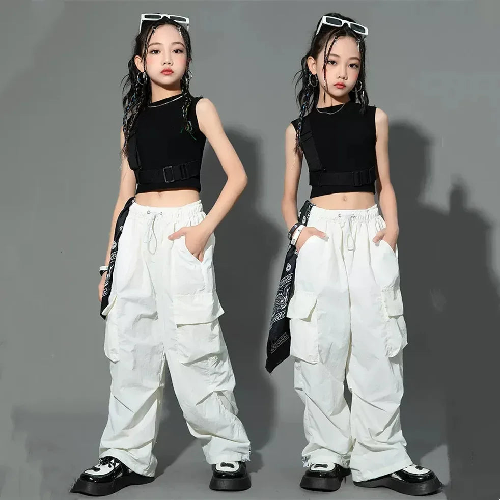 Girl Pants Kids Clothes Hip Hop Joggers Cool Cargo Clothes Teenage Straight Trousers High Waist Vintage Casual Streetwear Baggy