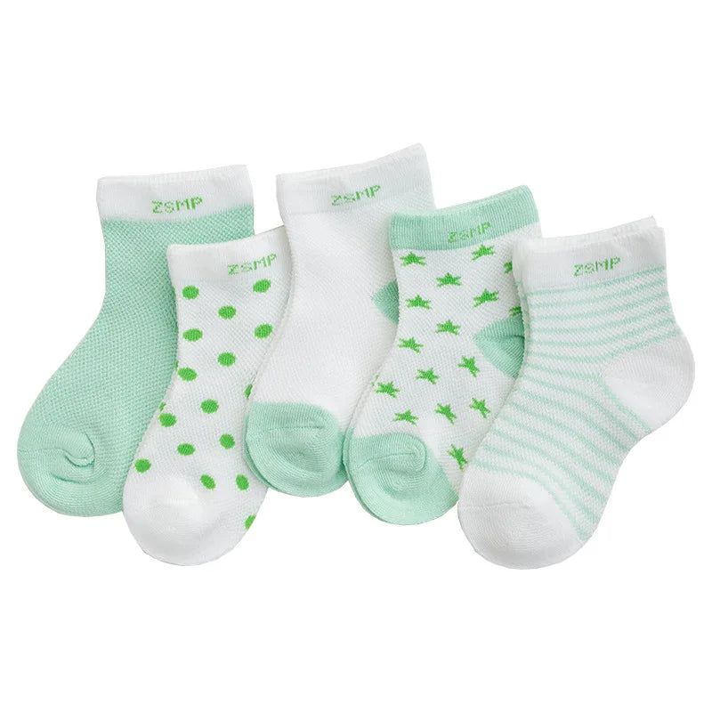 0-3Y 5 Pairs Pack Wholesale newborn infant socks summer digital color matching baby socks