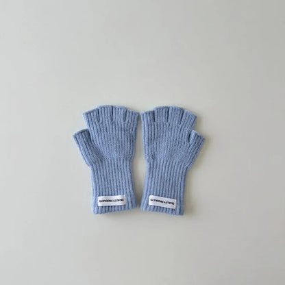 Wool Warm Children Fingerless Glove for Boy Girl Chic Simplicity Candy Color Student Glove Autumn Winter Half-finger Gloves