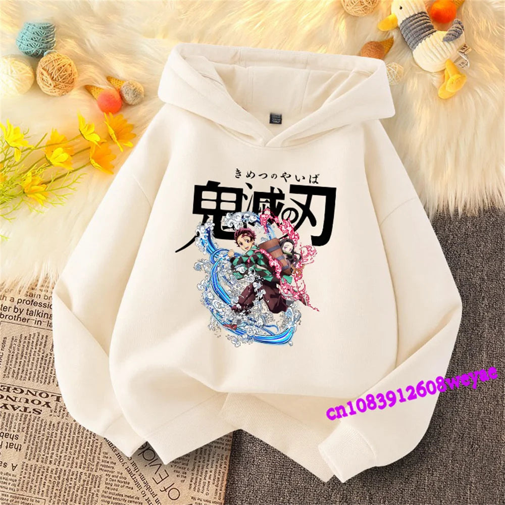 Demon Slayer Spring And Autumn Children Boys And Girls With Hoodie Sweater Top Cartoon Printing Children's Sportswear Coat Baby