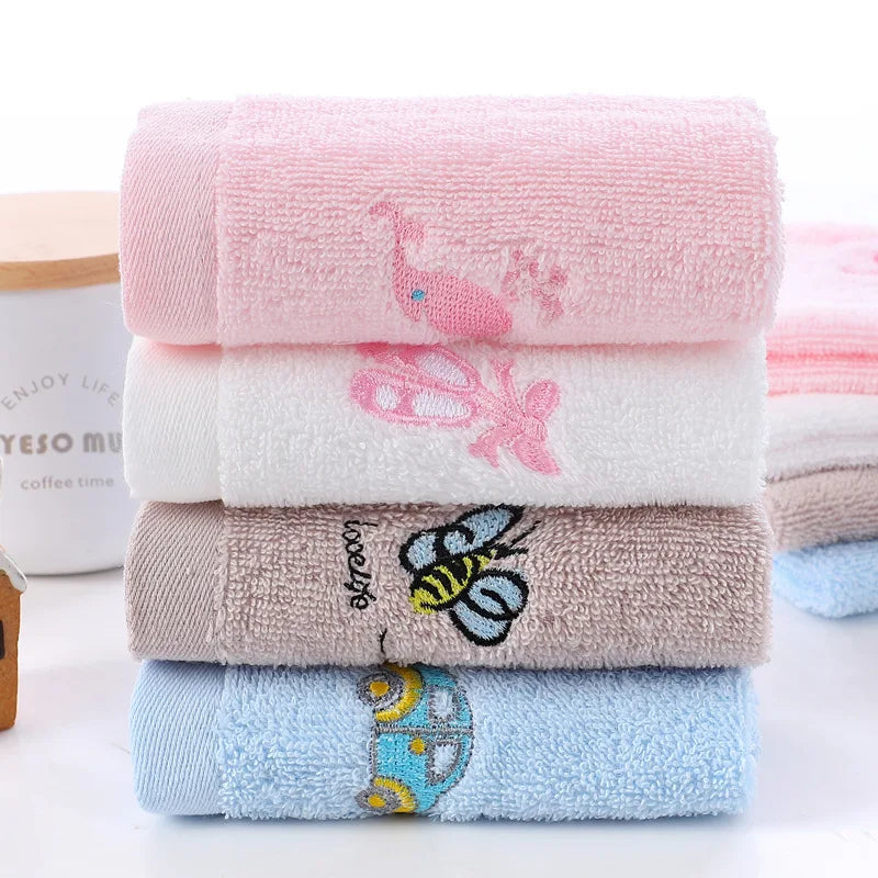 Towels Cotton Bath Towel Face Washcloth Cute Cartoon Bear Hand Wipe Soft Children Towels Kids Newborn Bathing Handkerchief