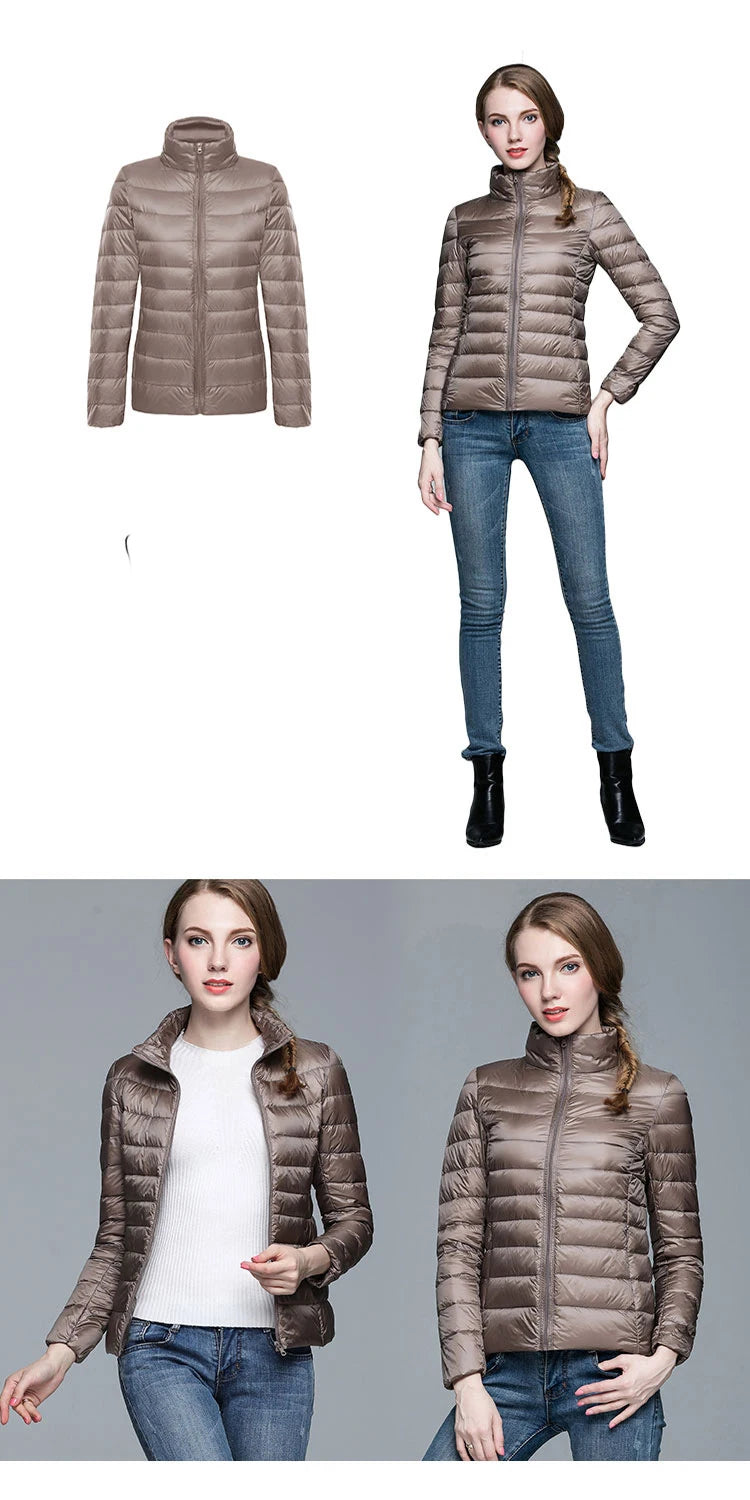 90% Ultra-light Thin Down Jacket Women 2023 Autumn Winter Slim Short Hooded Warm White Duck Down Coat Women Outerwear