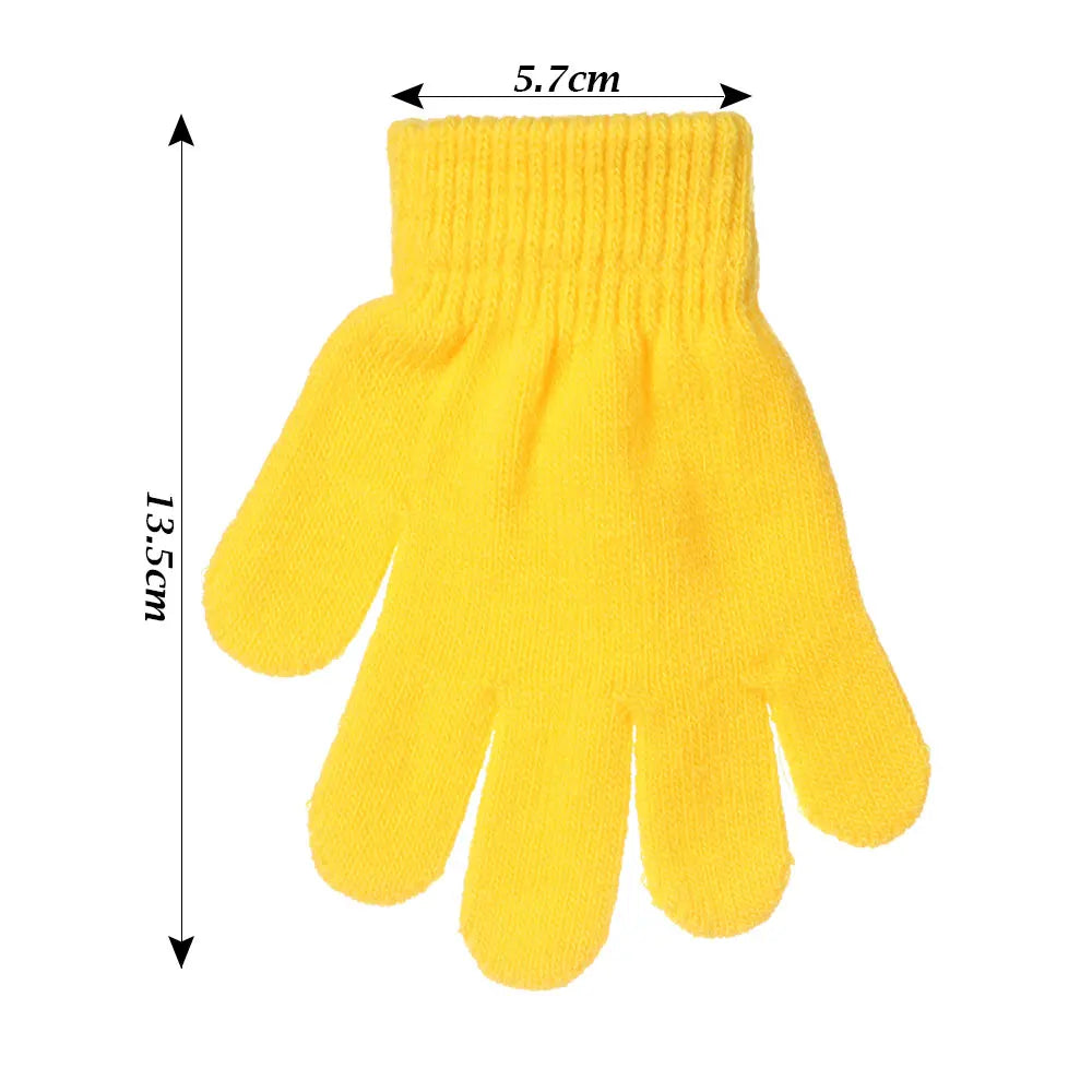 Kids Gloves Autumn Winter Keep Warm Boys Girls Candy Color Stretch Knitted Mittens Children Full Finger Gloves Clothes Accessory