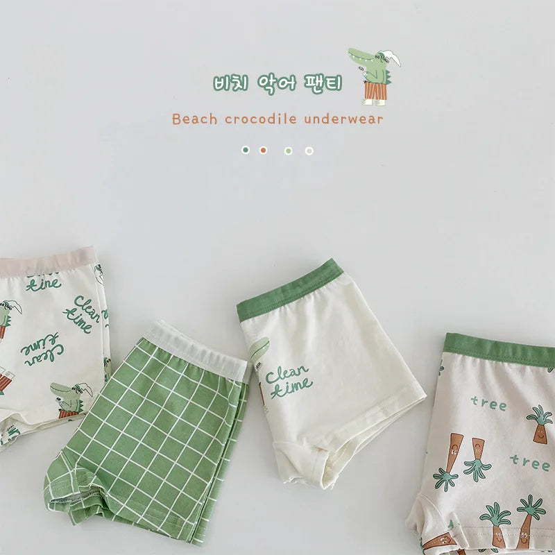 Children's Underwear Baby Panties Boys Cotton Briefs Cartoon Pattern Four Seasons Shorts Soft Ventilate Boxers Fit 2-11Y