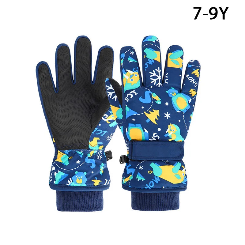 High Quality Children Kids Ski Gloves Winter Snowboard Snow Warm Glove Boys Girl Waterproof Thicken Mittens Keep Finger Warm