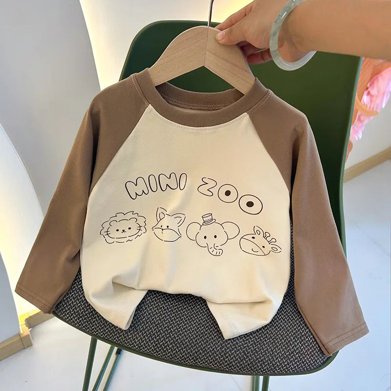 Children Warm T-shirt Spring Children's T-shirt Boys Girls Long Sleeve Base Coat Leisure Wear Boys Girls Tops Kids Clothes