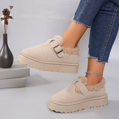 New Keep Warm Winter Ankle Boots Women 2024 Faux Suede Non-Slip Thicken Plush Snow Boots Woman Comfort Slip-On Soft Cotton Shoes