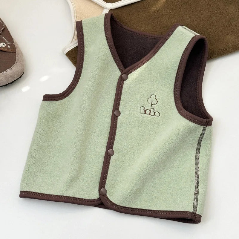 2023 Winter Children's Vest Plush Waistcoats Casual Toddler Vest Outdoor Wear Warm Vest For Kids Boys Girls 1-6Years