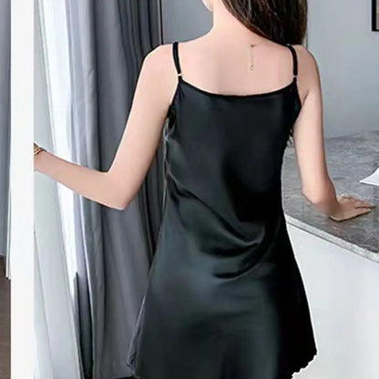 Cozy Sexy Camisole Solid Color Pyjamas Homewear Women Sleepwear Ice Silk Suspender  Nightdress Sling Nightdress