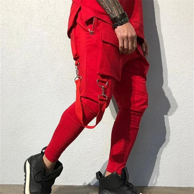 Men Joggers Zip pocket Hip-hop Multi-pocket Sweatpants Man Gyms Workout Fitness Cotton Trousers Male Casual Fashion Skinny Pants