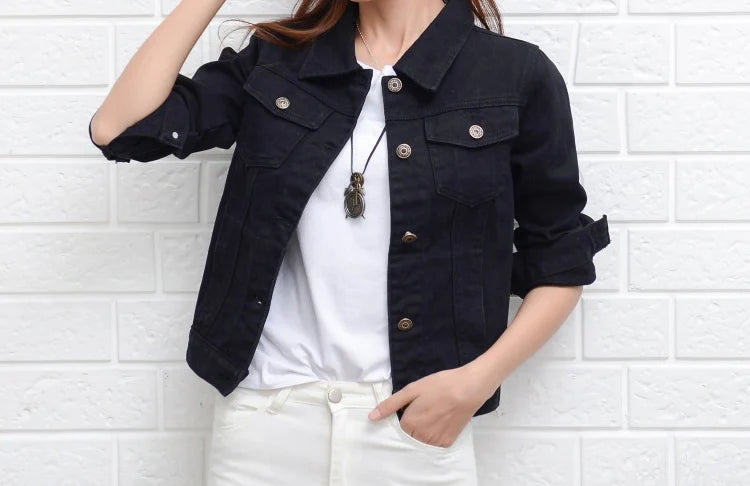 New Women's Denim Jacket Spring and Autumn 2022 Casual Short Denim Jacket Women's Korean Version Solid Color Jacket Clothes