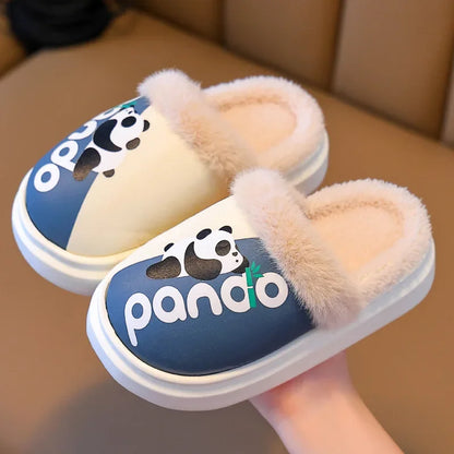 Child Cotton Slippers Children's Cute Panda Cartoon Warm Kid Winter Indoor Shoe Soft Sole Kids Boys Girls Plush Home Shoes